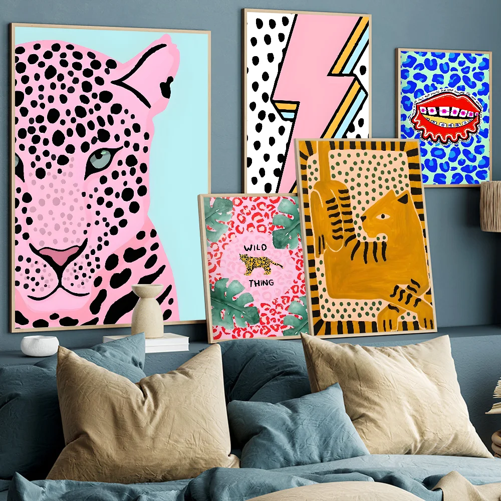 Wild Leopard Tiger Vase Flower Rainbow Girl Power Poster Kraft Paper Prints Home Room Cafe Bar Art Wall Decor Aesthetic Painting Wild Leopard Tiger Vase Flower Rainbow Girl Power Poster Kraft Paper Prints Home Room Cafe Bar Art Wall Decor Aesthetic Painting